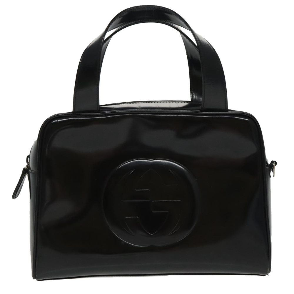 GUCCI Hand Bag Enamel 2way Black Silver 000 2058 0505 5 Auth ep6209 - Picture 13 of 16